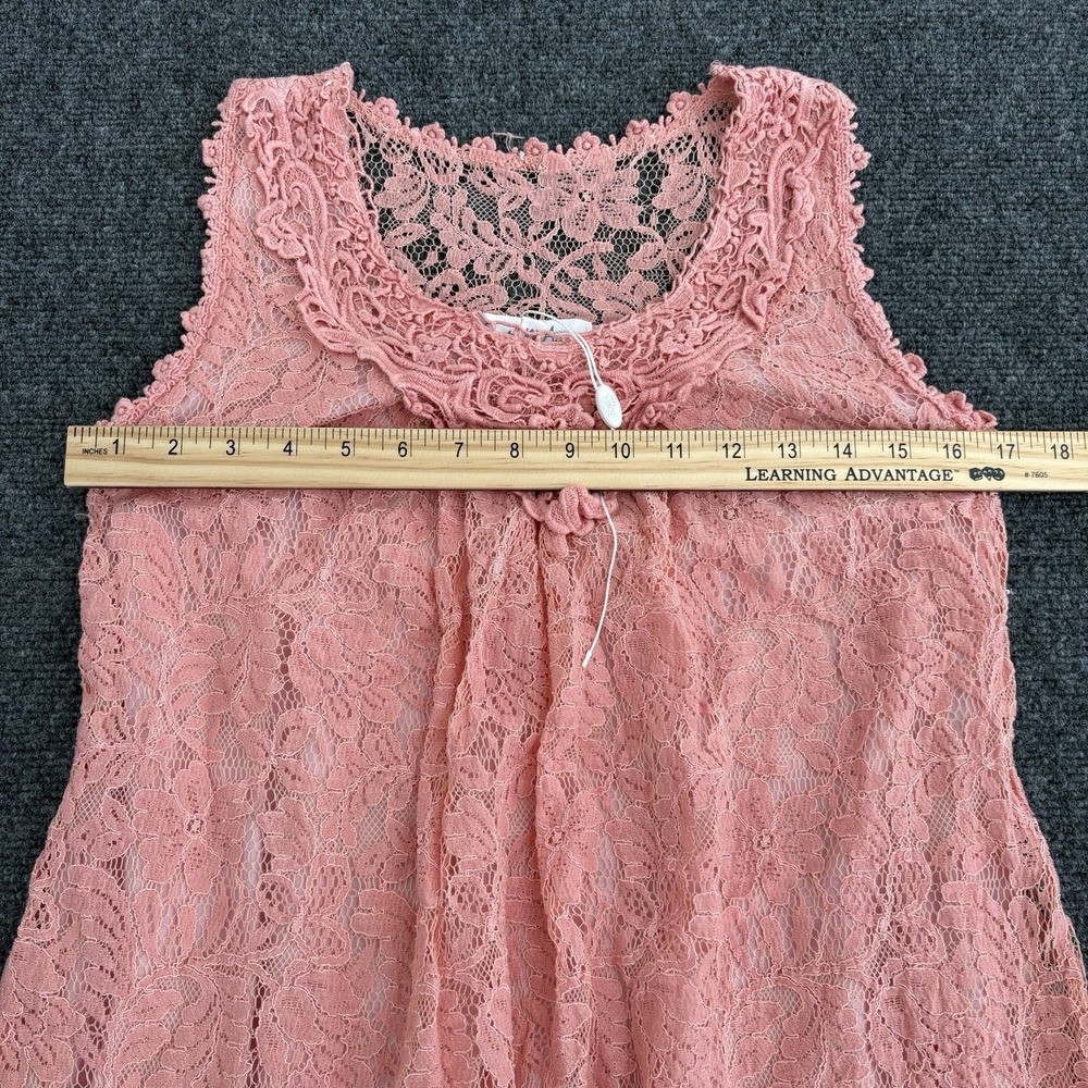 Pretty‎ Angel M Pink Lace Flowy Boho Coastal Cowgirl Linen Blend Dress Y2K - Picture 7 of 9
